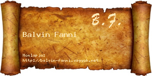Balvin Fanni névjegykártya